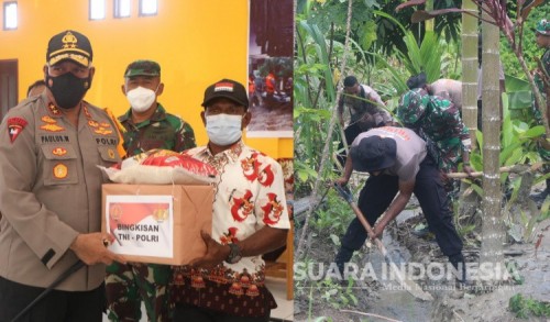 Gelar Baksos Pasca Banjir, Kapolda Papua Salurkan Ribuan Paket Sembako Untuk Warga Keerom
