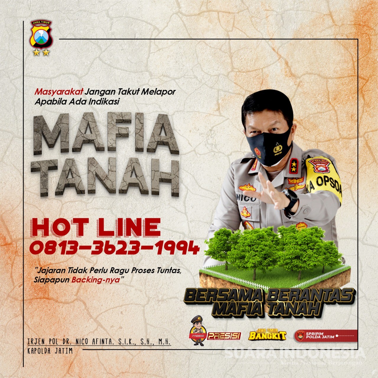 Berantas Mafia Tanah, Polda Jatim Buka Hot Line Pengaduan