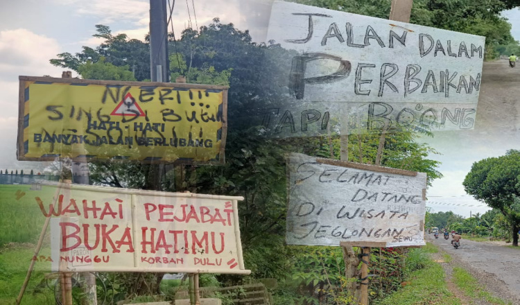 Akankah ada Gerakan Pasang Seribu Papan Tulisan Mengkritik Jalan Rusak di Kabupaten Ngawi?