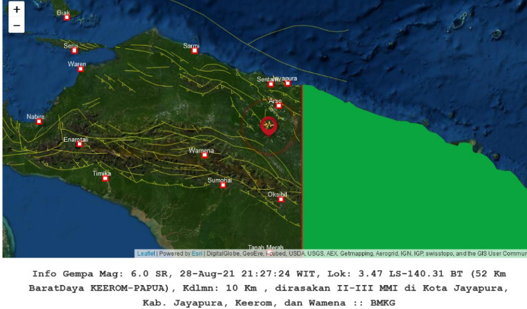 Gempa 6,0 M Guncang Wilayah Keerom