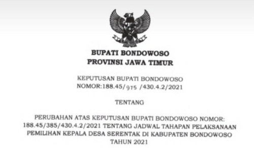 Pemkab Bondowoso Resmi Undur Pilkades Serentak 2021 ke 15 November