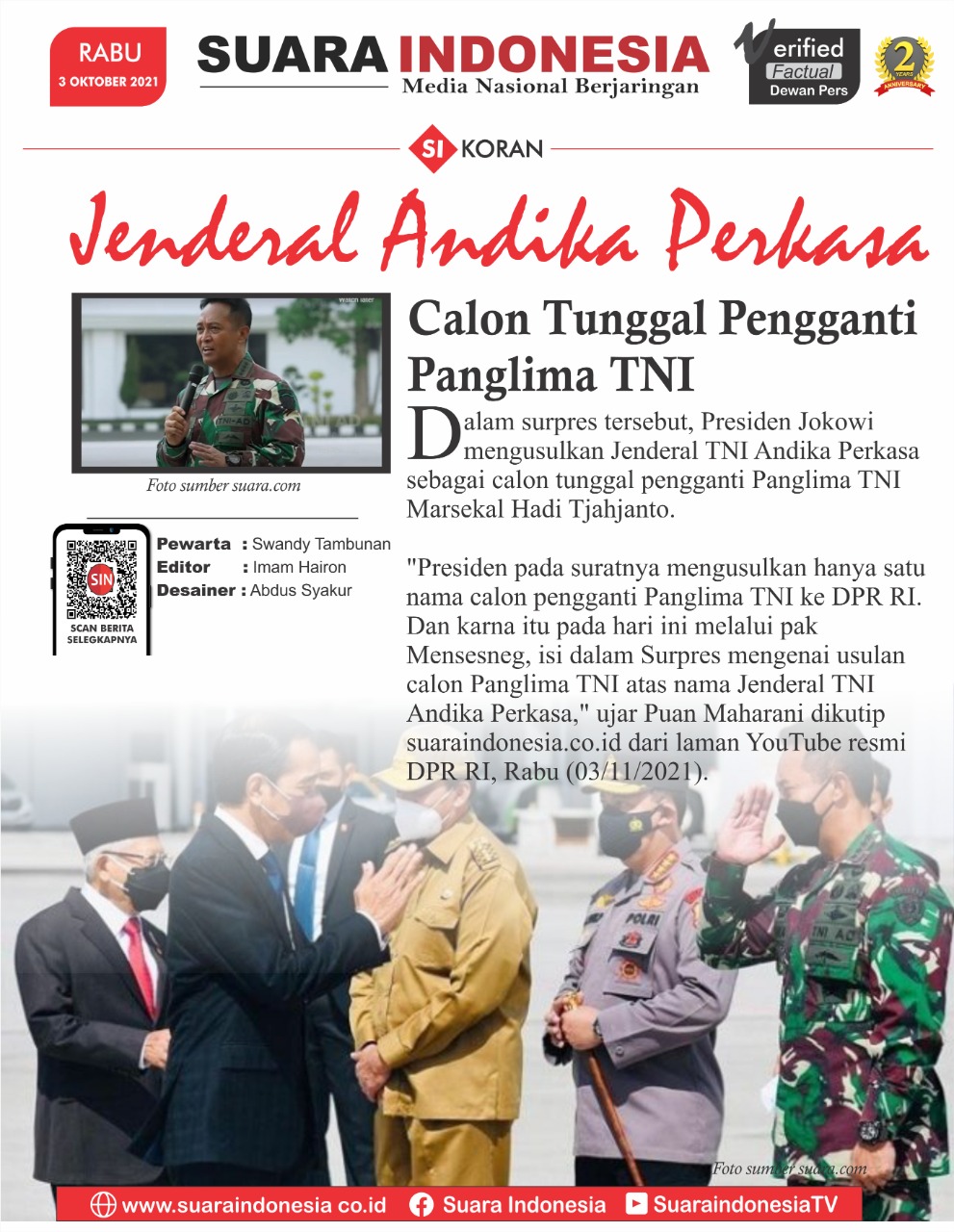 Andika Perkasa, Calon Tunggal Panglima TNI 