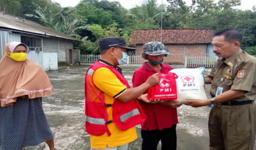 Aksi Cepat PMI Beri Bantuan Logistik kepada Korban Pohon Tumbang di Desa Tangkisan Purworejo
