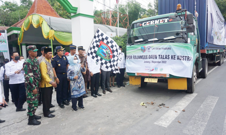 Bupati Jombang Berangkatkan Eskpor Daun Talas Rajangan Kering 7,5 Ton ke Australia