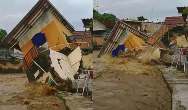 Rumah Dua Lantai di Banyuwangi Ambruk Dihantam Banjir