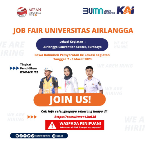 KAI Buka Rekrutmen Eksternal pada Job Fair Unair Surabaya