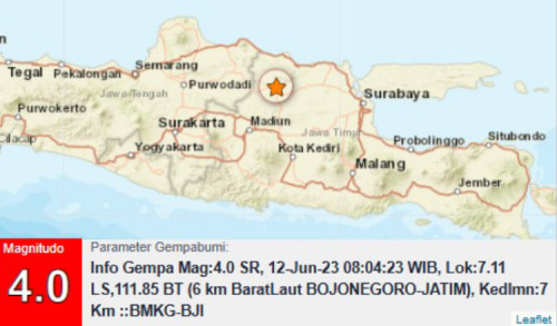 Gempa Magnitudo 4.0 di Bojonegoro, Terasa hingga Parengan—Rengel Tuban