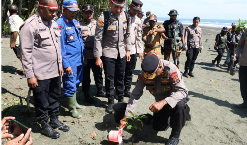 Kapolda Papua Pimpin Penghijauan Di Pantai Timur Sarmi 
