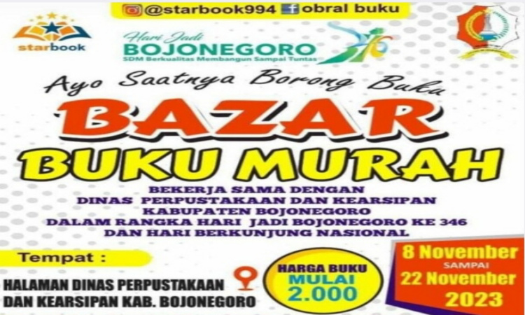 Peringati HJB dan HBN, Pemkab Bojonegoro Gelar Bazar Buku Murah