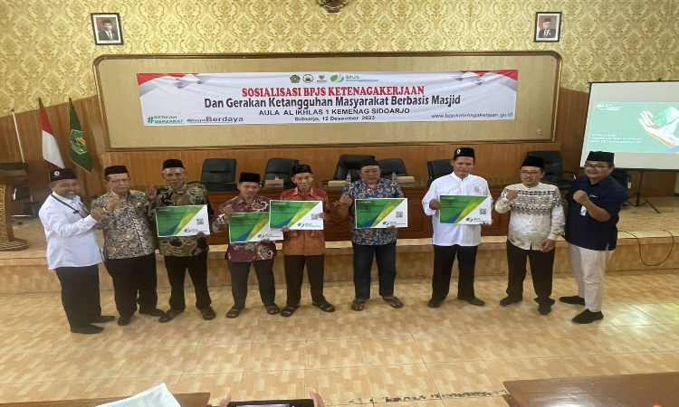 BPJAMSOSTEK dan BAZNAS Sosialisasi Program ke Marbot se-Sidoarjo