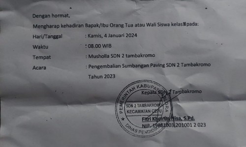 Komite dan Kepsek SDN Tambakromo 02 Minta Maaf, Sumbangan Berkedok Iuran Seiklasnya Dikembalikan