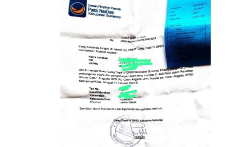 Dugaan Penyalahgunaan Stempel Desa Karangnangka Sumenep, Surat Mandat Saksi Rupanya Diberikan oleh Timses Caleg