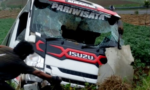 Rem Blong, Mini Bus Bawa Wisatawan asal Jakarta Terguling di Kebun Kentang Banjarnegara