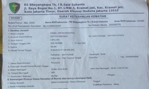 Warga asal Tapteng Meninggal di Lapas Bekasi, Terdapat Luka di Sekujur Tubuh 