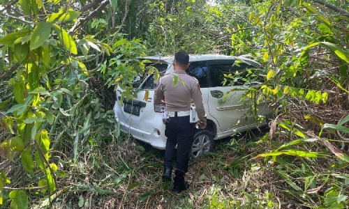 Usai Tabrak Pengendara Motor, Mobil Avanza di Karimun Nyungsep Masuk Hutan