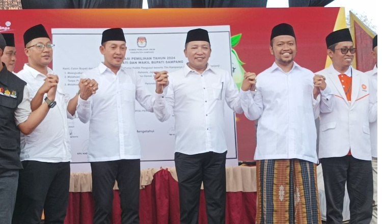 Dua Calon Bupati Sampang Deklarasi Damai, Pasangan Mandat Hanya Dihadiri Wakilnya