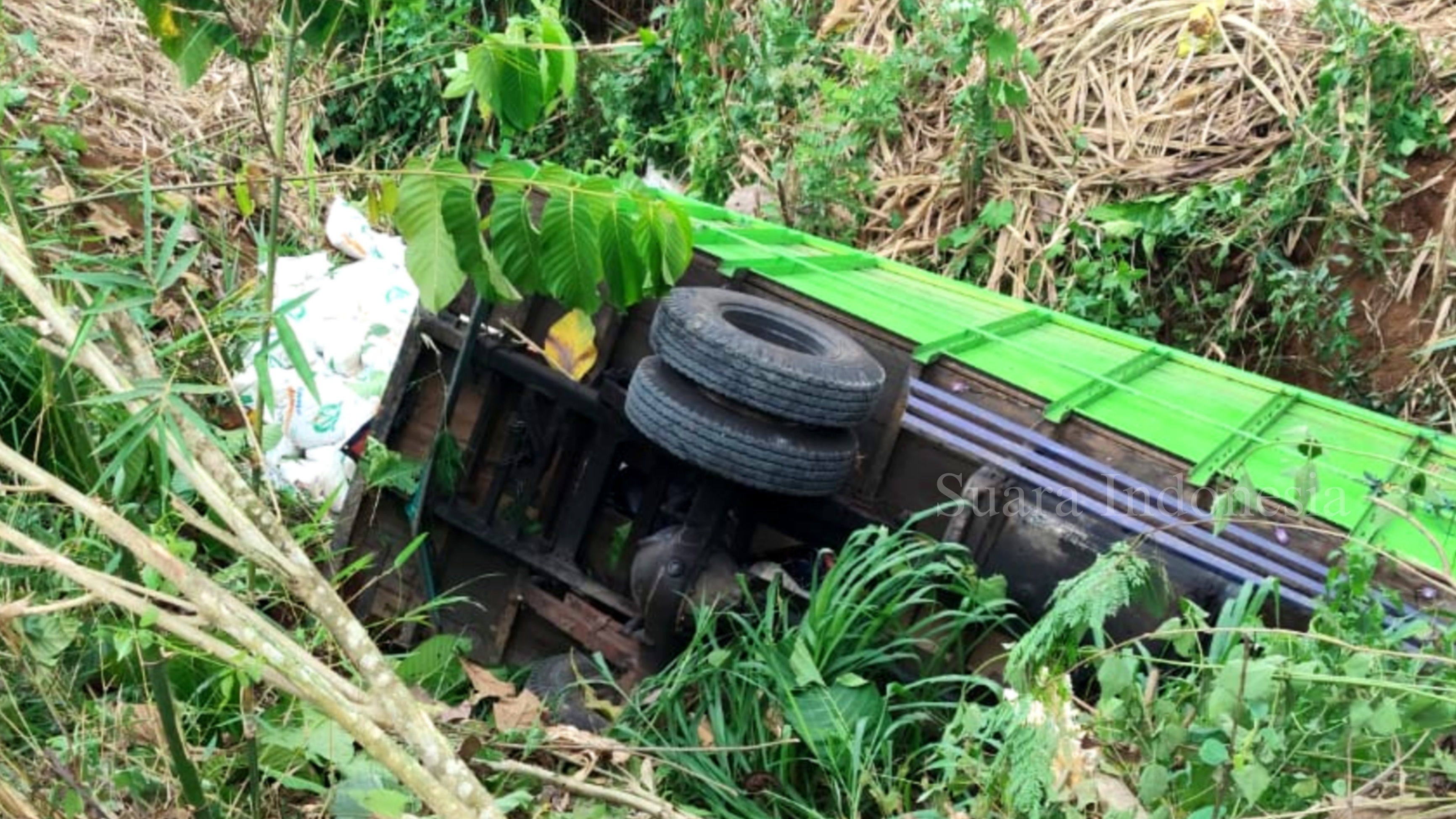 Hilang Kendali, Truk Bermuatan Sembako Terperosok ke Jurang Selorejo Kabupaten Blitar