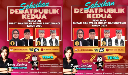 Disiarkan Live, Debat Kedua Pilkada Banyuwangi Bahas Pelayanan dan Solusi Daerah