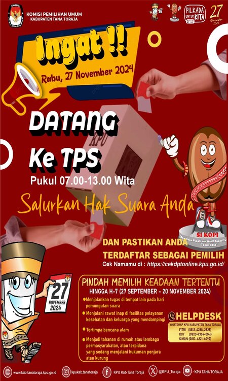 Salurkan Hak Pilih Anda di TPS, Batas Akhir Pengurusan DPTb Hingga 20 November 2024