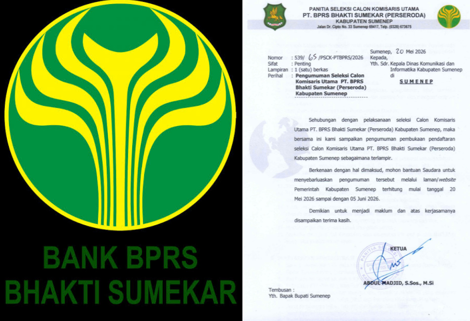 Pendaftaran Komisaris Utama BPRS Bhakti Sumekar Berakhir Besok