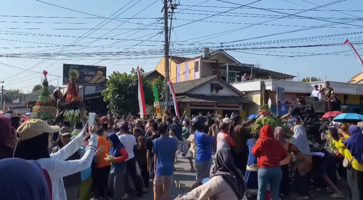 Tradisi Rebutan Gunungan Hasil Bumi Ramaikan Memetri Bumi di Kuripan Lor Cilacap