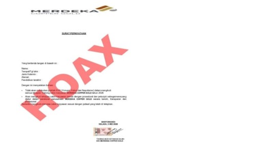 Waspadai Penipuan Rekrutmen, PT Merdeka Copper Gold Ingatkan Pelamar Kerja Verifikasi Informasi