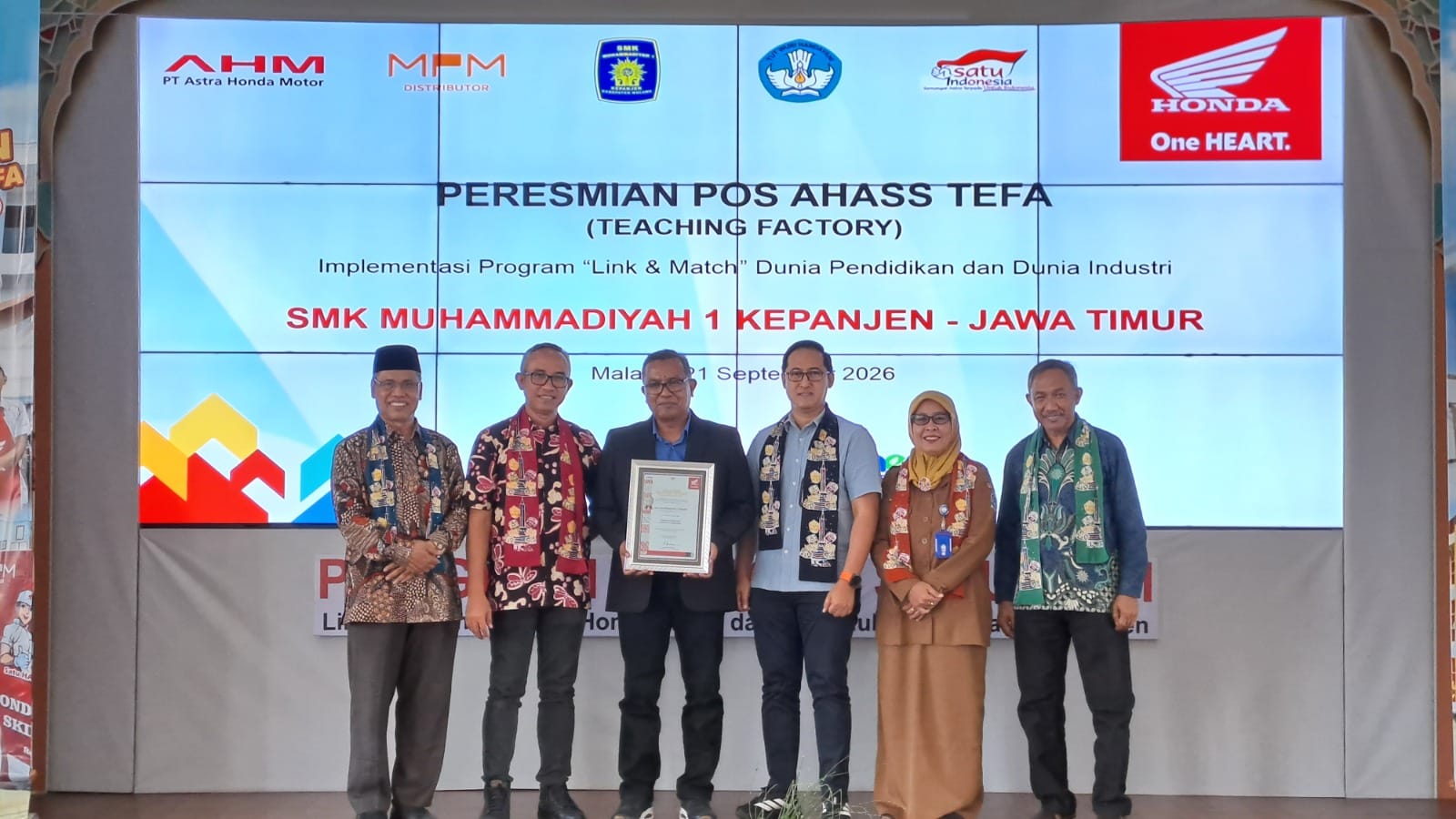 Perkuat Link and Match Industri, MPM Honda Jatim Resmikan Pos AHASS TEFA di SMK Muhammadiyah 1 Kepanjen