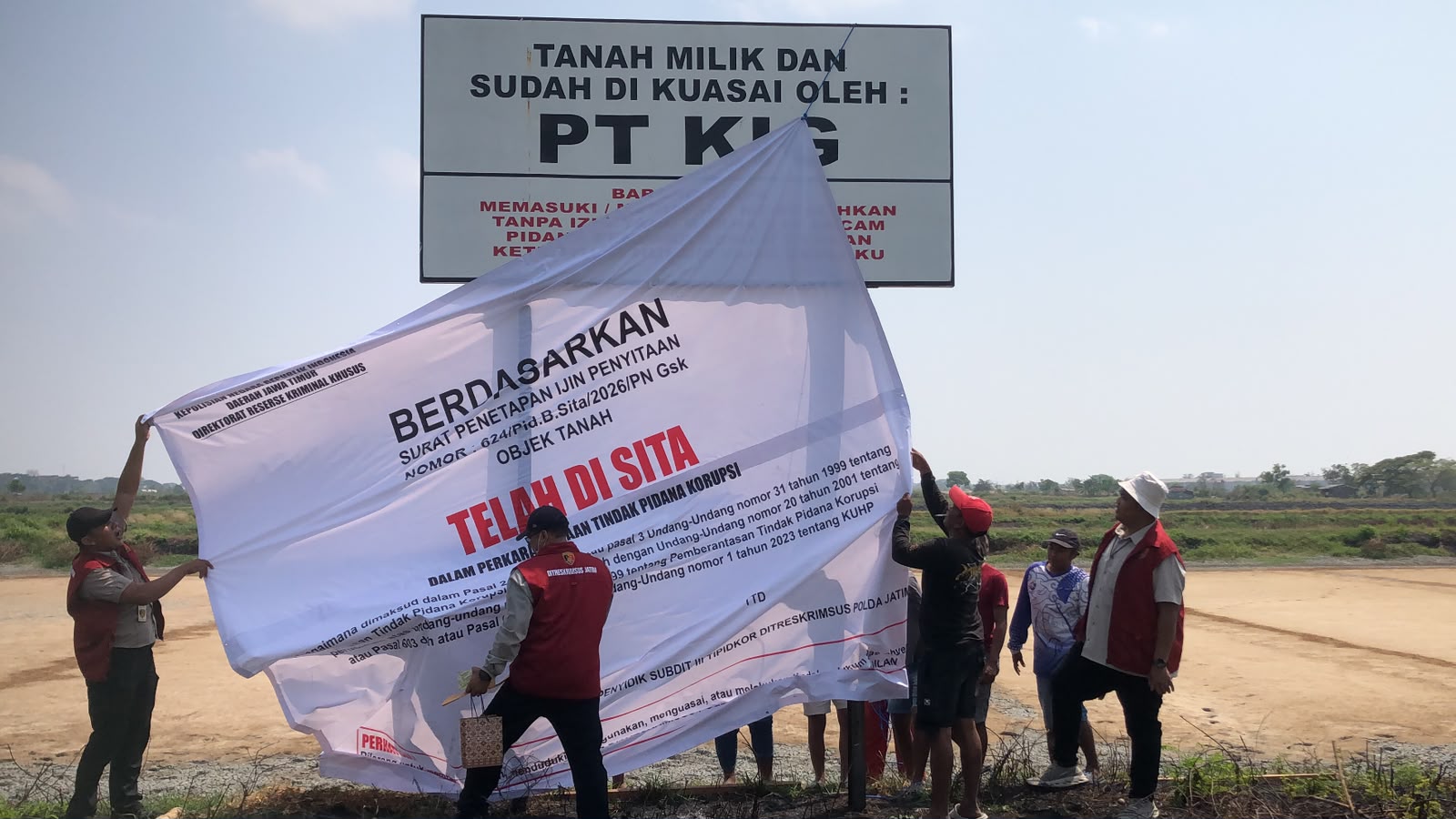 Dugaan Kasus Korupsi, Lahan 89,8 Hektare Milik KIG di Gresik Utara Disita Polda Jatim