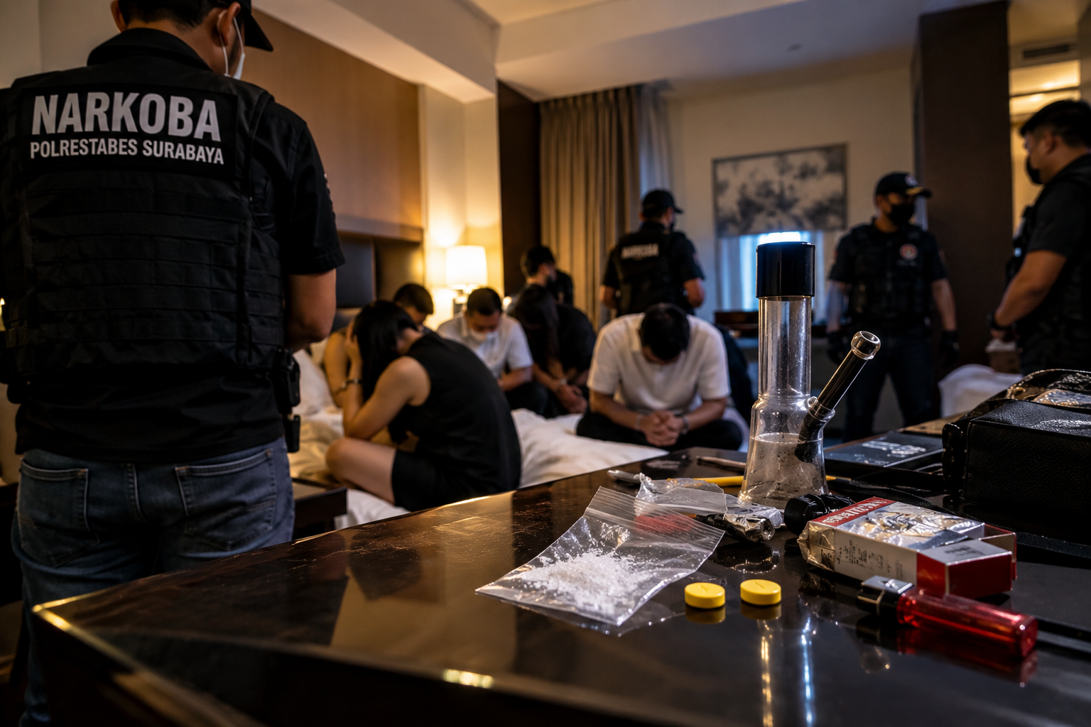 8 Orang Diamankan di Hotel Surabaya, Polisi Buru Pemasok Sabu dan Ekstasi